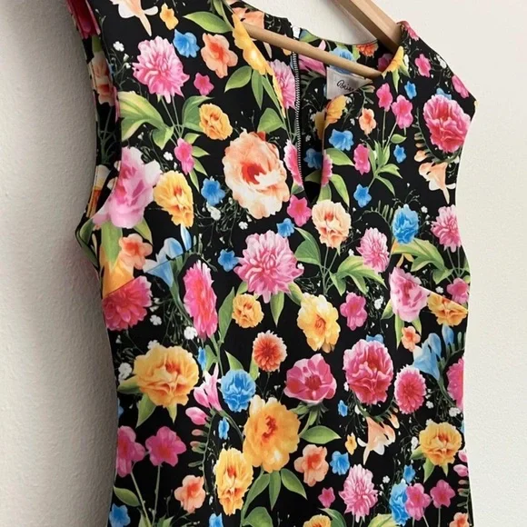 Beige By ECI Black Floral Scuba Lined Sheath Dress - Picture 6 of 16